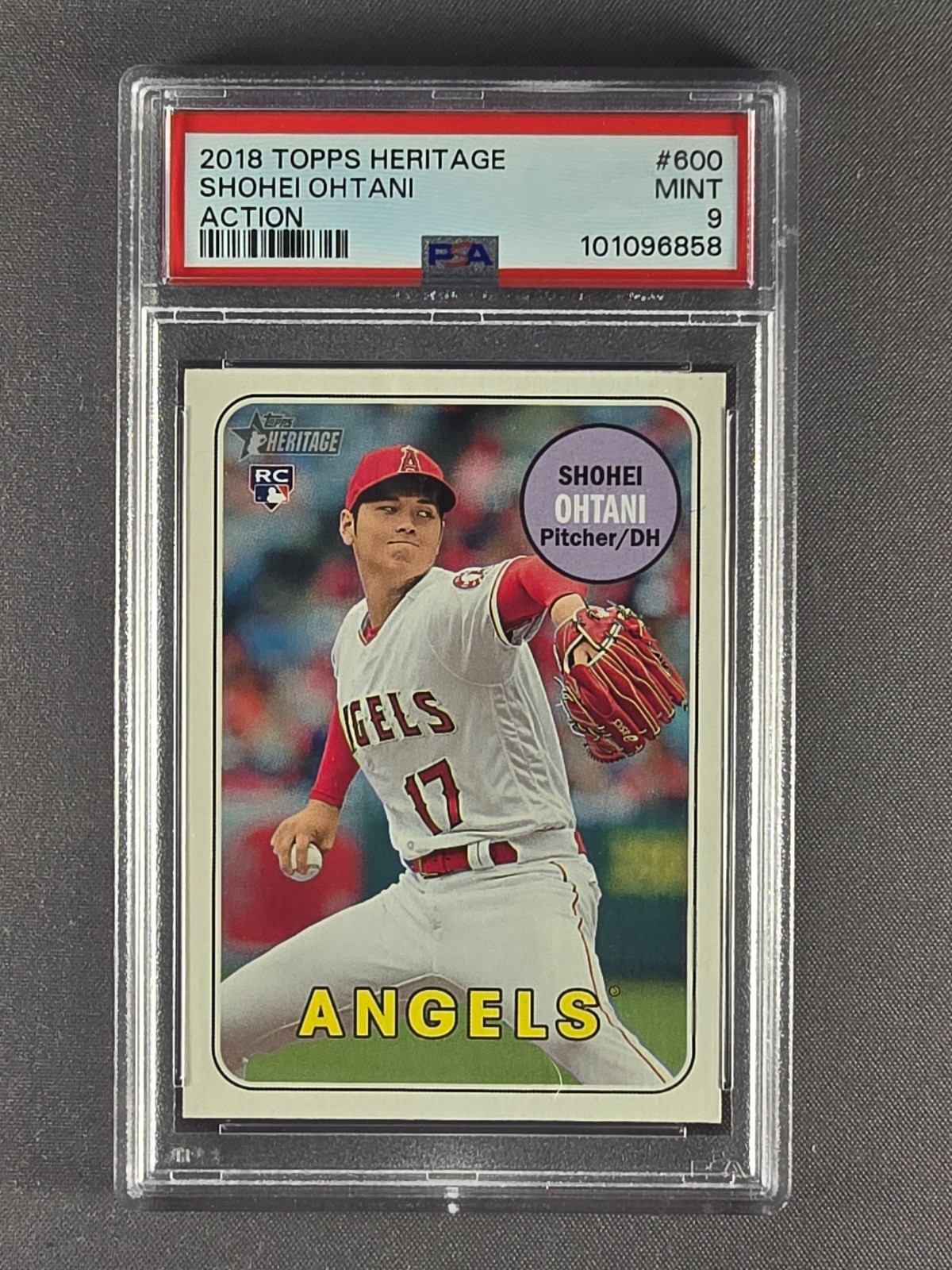 2018 Topps Heritage #600 Shoehi Ohtani Action Variation Rookie Card RC PSA 9