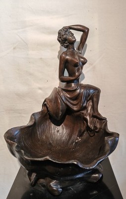 Bronze Akt Frau Schale Schale Tablett Statue Heißguss Wachsausschmelzfigur Kunst Muschel