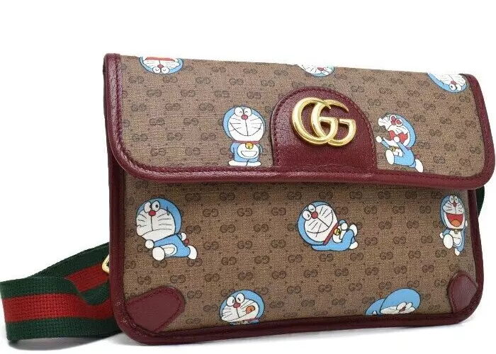 Sac bandoulière Gucci GG Supreme Offdia rouge cerise Doraemon 647817 toile cuir