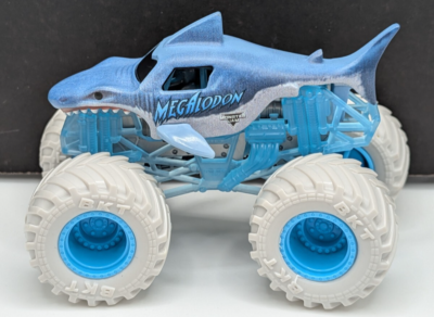 #ad Spin Master Monster Jam Megalodon Shark Monster Truck Silver Tires Loose 1:64 $9.99