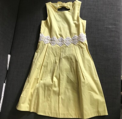 NWT Janie And Jack Yellow Linen Lined Dress Crochet Detail Size 12 | eBay
