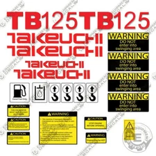Fits Takeuchi TB125 Decal Kit Mini Excavator - 7 Year 3M Vinyl Aftermarket Kit!