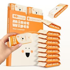 "Compact Hypoallergenic Travel Wipes - Unscented 10 Pack 60 Wipes Total"