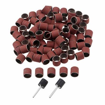 100 PCs Sanding Bands 600 Grit Drums Sleeves, Rotary Tools w/ 2PCs Mandrel 12CM