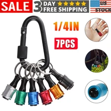 1/4" Hex Shank Quick Release Keychain Screwdriver Drill Bit Holder Bit 7 PCS Set