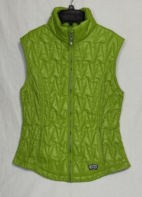 Skea Puffer Down Vest Women s Size 8 Ski Hiking Snow Sport Packable Lime Green