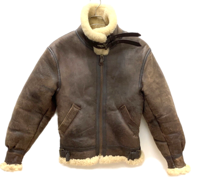AVIREX Type B-3 Leather Flight Mouton Bomber Jacket brown size 34