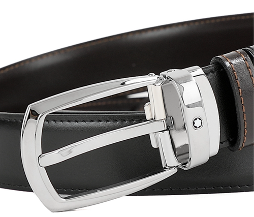 Montblanc 112960 Leather Strap Reversible Belt 1x45 inch EU Made Fedex Priority - Picture 3 of 8