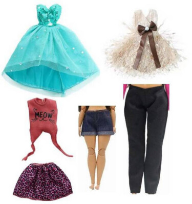 Kleidung Kleid Shorts Hose für Puppe Typ Barbie Curvy rund mit Formen
