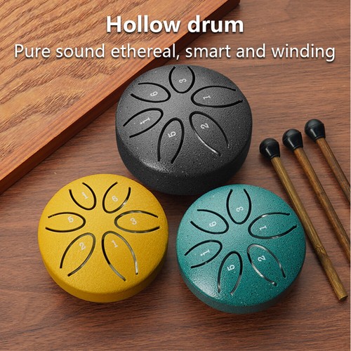 Steel Tongue Drum 3 Inch 6 Notes Percussion Instrument Balmy Drum with Drum B8Z7 - Picture 4 of 9