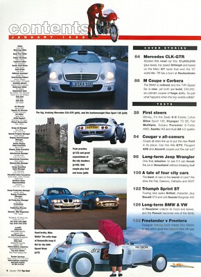 UK BBC Top Gear Magazine #64, Mercedes CLK-GTR, Ford Cougar, BMW