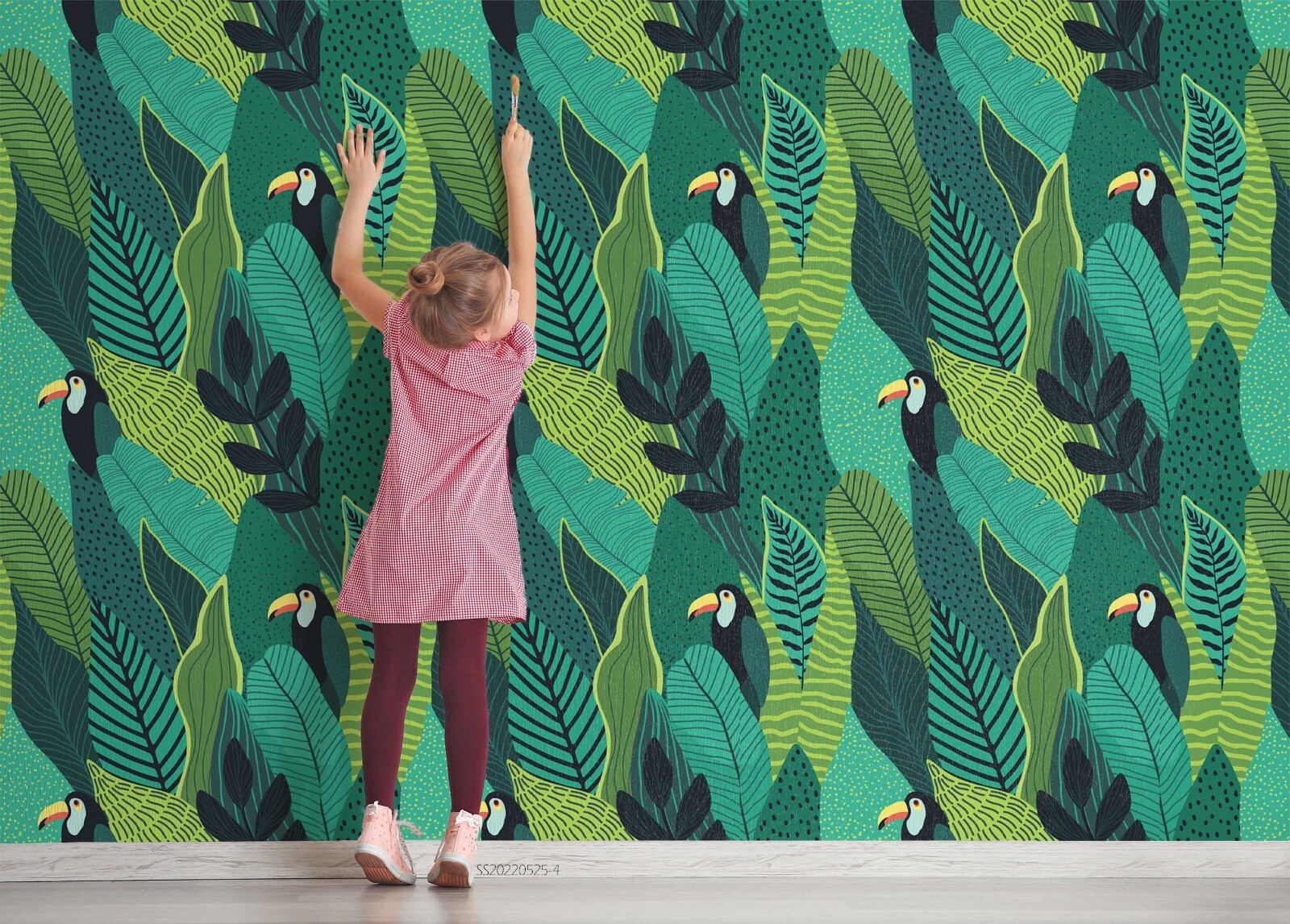 3D Tropical Plantain Leaf Parrot Green Wallpaper Wall Murals Removable