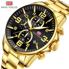 MINI FOCUS Men Watch Luxury Gold Watch Male Quartz Chronogragh Steel Wristwatch