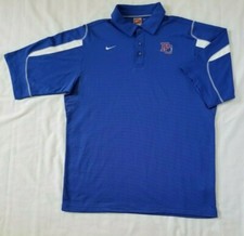 Mens Size Large Blue White Nike Fit Dry Long Sleeve Polo shirt