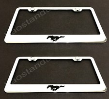 2x Pony Horse Stainless Steel Chrome License Plate Frame Wscrew Caps 2x Pony Horse Stainless Steel Chrome License Plate Frame Wscrew Caps
