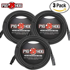 3-PACK Pig Hog 15' Foot Ft Microphone Cable XLR Lifetime 8mm Tour Grade PHM15