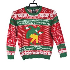 Mens Buddy Elf Christmas Sweater Red  Green Long Sleeve Crew Neck Size M
