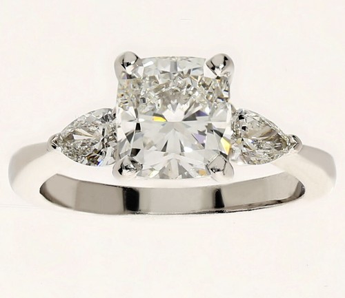 GIA Certified Cushion Cut Natural Diamond Engagement Ring 2.01CT E VS1 Platinum - Picture 3 of 11