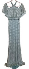 Mac Duggal Gown Dress Size 4 Chandelier Beads Sequins Floral Mint Green 4889