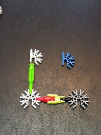 100 MICRO K'NEX White Slotted Connectors 3D 7 & 4-way (Blue & Gray Size) KNEX