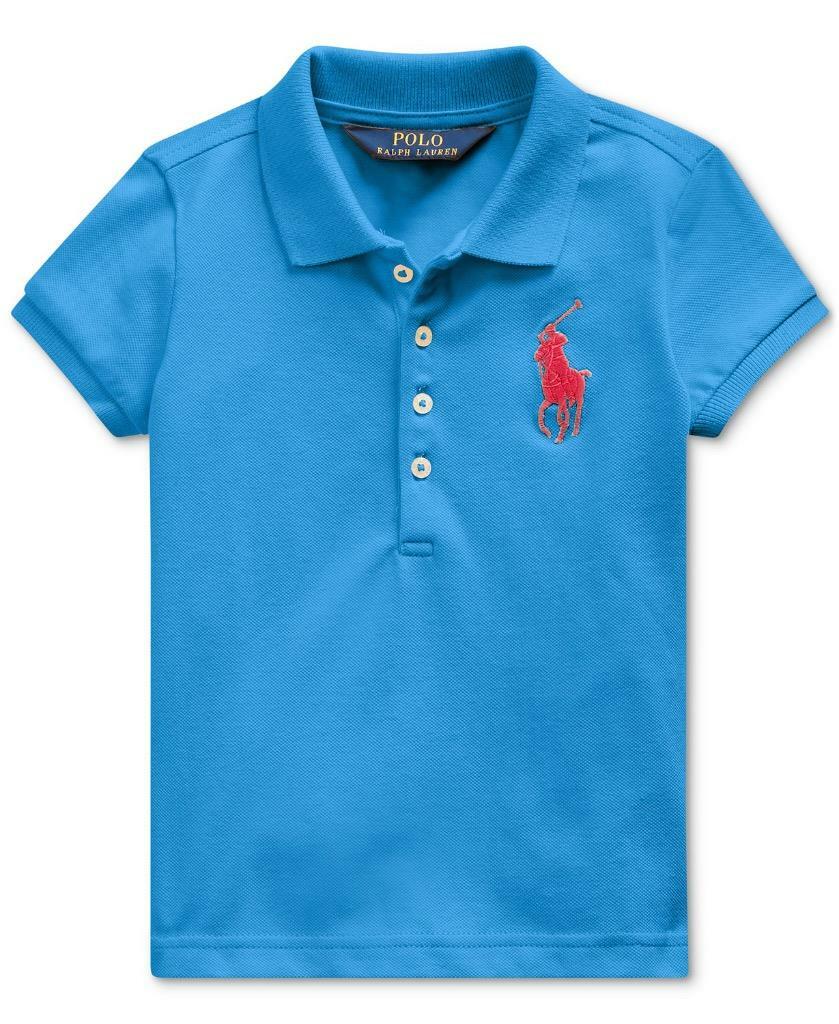 NWT Polo Ralph Lauren Toddler Girls Blue Stretch Mesh Polo Shirt 3/3T tno12