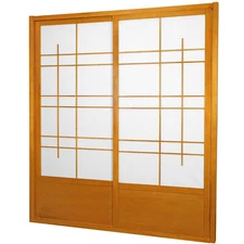 7 ft. Tall Eudes Shoji Sliding Door Kit (Double - Sided) - Honey