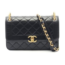 Chanel Leather Matelasse Shoulder Bag Women Black One Size