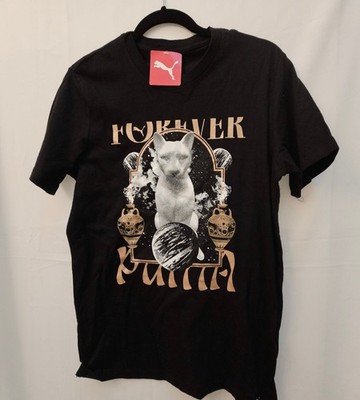 PUMA Rensance Cat T-Shirt - Men's (Puma Black/Gold) Large