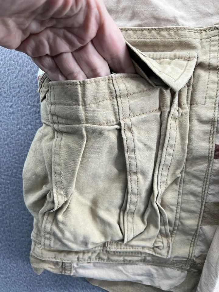 Pantalones Cortos Denim & Supply Ralph Lauren Para Hombres 34 Camuflaje Carga Desierto Cremallera Mosca Parche Bandera Foto 2 de 4