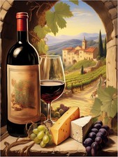 Tile Mural Wine Themed Tuscany Vineyard Kitchen Wall Backsplash Marble Ceramic