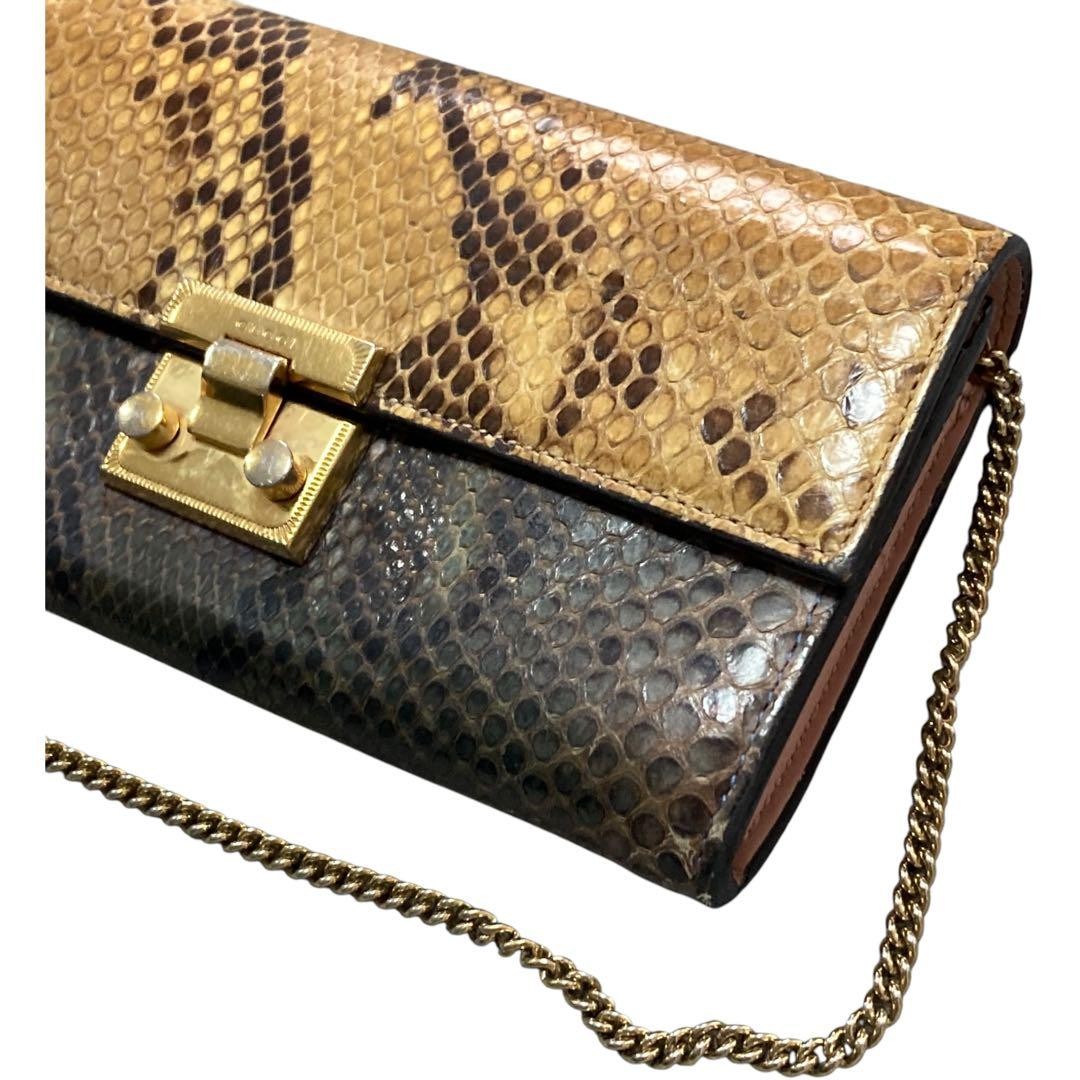c65 GUCCI Chain Wallet Snake Pattern Python 2way … - image 3