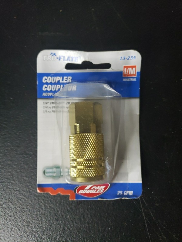 Plews Tru-Flate 13-235 1/4" Industrial Female Coupler Made of Brass