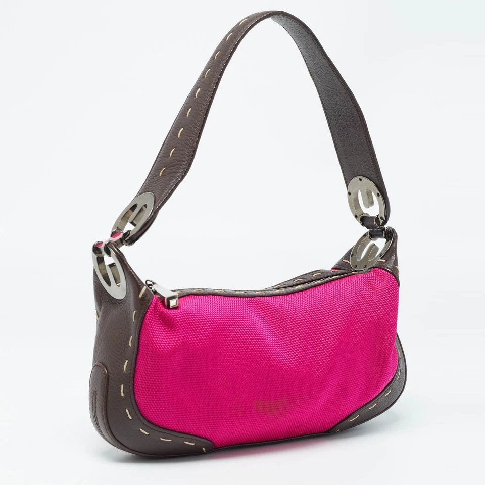 Bolso Eluna Pequeño Escada Magenta/Marrón Oscuro Cuero y Lona Foto 3 de 4