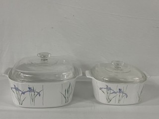 Corning Ware Shadow Iris Casserole Dish Set w/Pyrex Lids