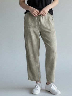 Thread & Supply Soft Drawstring Lycocell Pants - Acid Washed Forest Green Sz S