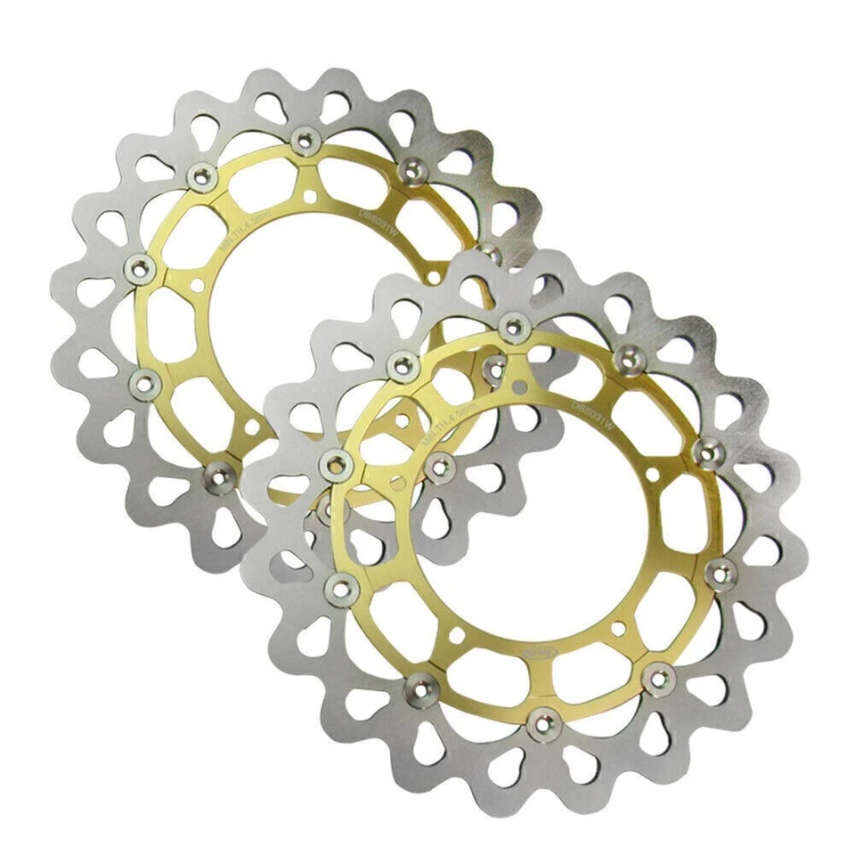 Front Brake Disc Rotors Fit YAMAHA YZF R1 04-06 FZ1 06-14 FZ1 FAZER ABS 07 Gold - Image 3 of 4