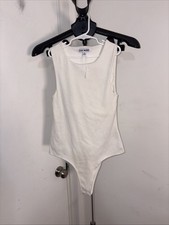 NWOT Steve Madden Cream Sleeveless Bodysuit Women  s Small High Neck Stretch