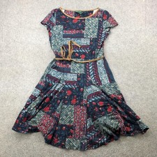 Lauren Ralph Lauren Dress Womens Large Blue Red Patchwork Boho Floral Midi