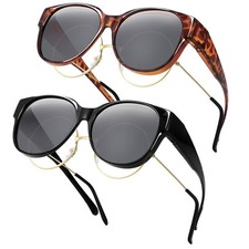 2 Pack Polarized Fit Over Glasses Sunglasses for Women Men, Lightweight Overs...