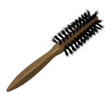 Vintage Full Round Brush Faux Wood Handle Black Bristles 7” Round Curl Your Hair
