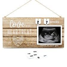 Baby Ultrasound Picture Frame with Pregnancy Countdown Weeks, Baby Sonogram P...