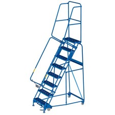 Global Industrial 8 Step Steel Rolling Ladder with 24"W Perforated Step Cal/OSHA