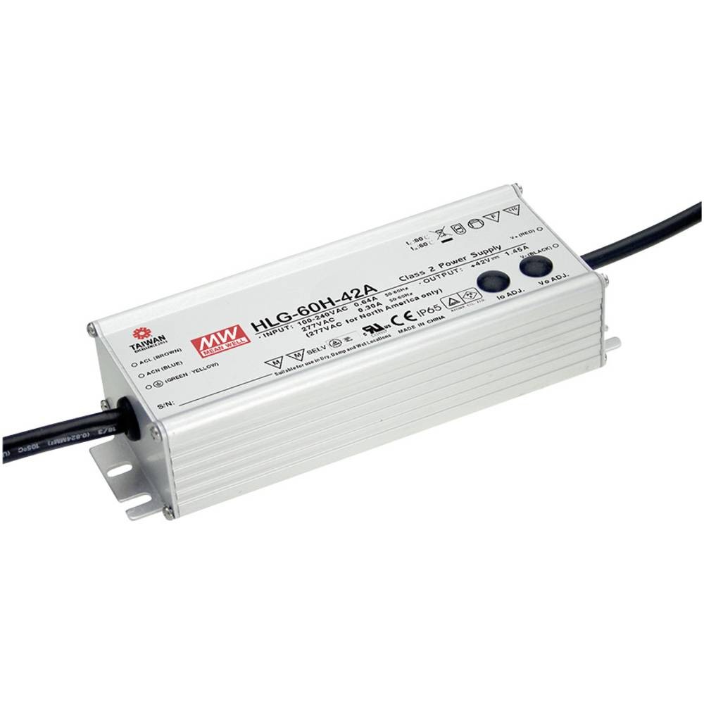 Mean Well HLG-60H-30A Driver LED MW haute performance en boîtier métallique ultra-résistant
