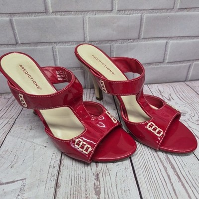 Women s 7w Predictions Shiny Red Patent Open Toe 3'' Heels
