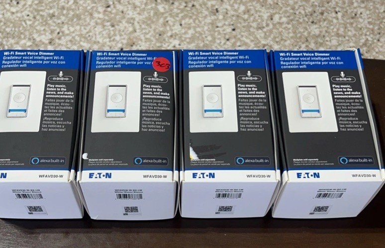 Set Of 4 Wi-Fi Smart Voice Dimmers w/ Alexa (WFAVD30-W) all in White Gd