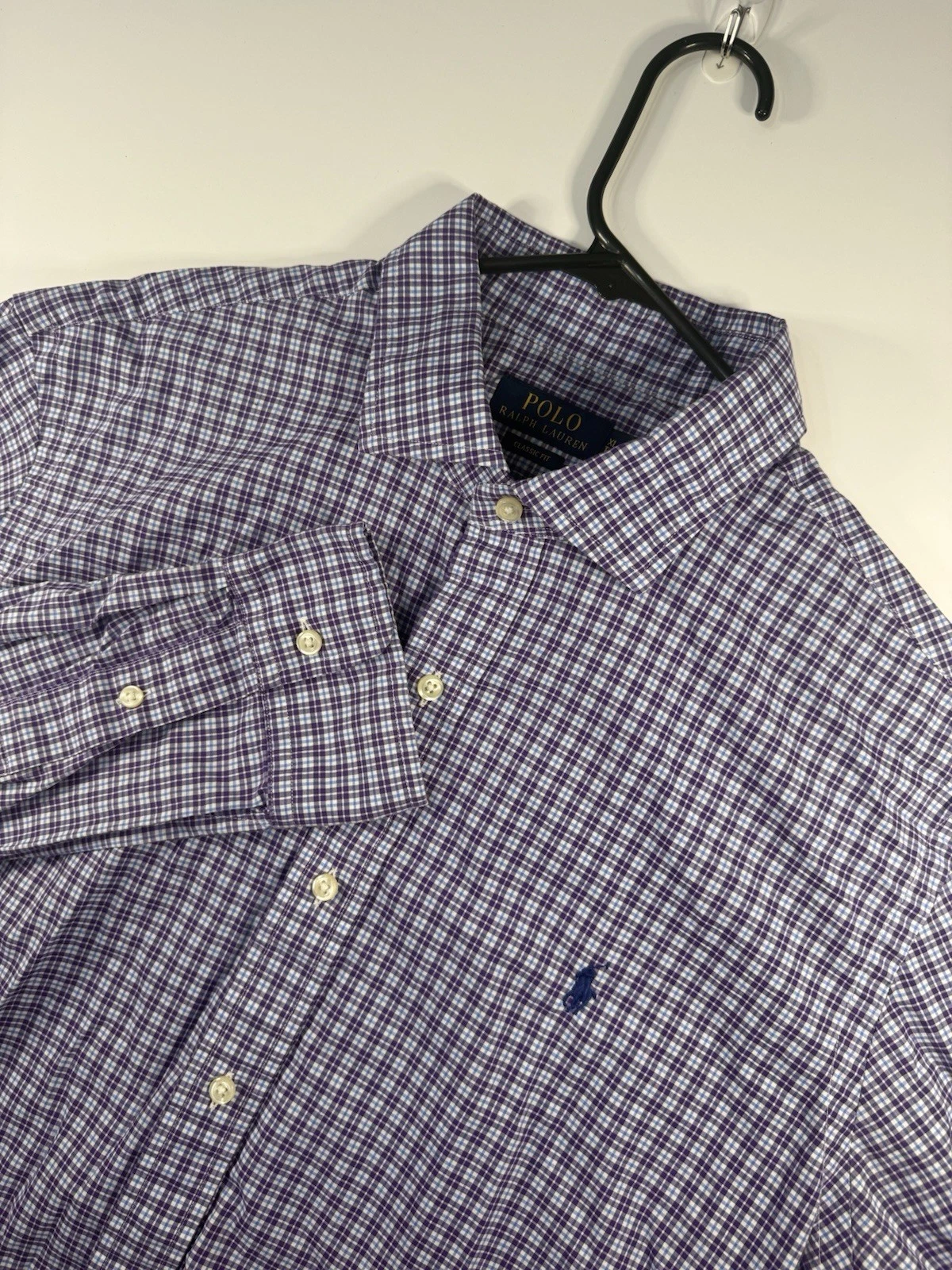 Polo Ralph Lauren Long Sleeve Shirt Purple And Blue Plaid