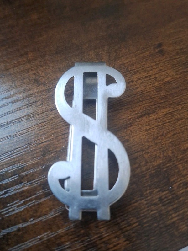 Money Clip Dollar Sign USD - Silver Color - Bling Cards Bills Costume 