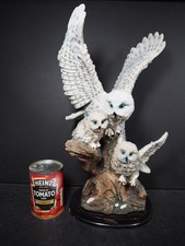 Large Snowy Owl with 2 Owlets Statue Figure The Academy Collection