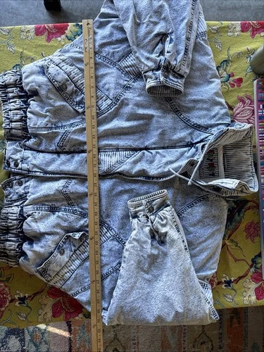 VTG! East West Med Acid Wash Denim Quilted Jacket 80’s 90’s Retro MINT! image 12
