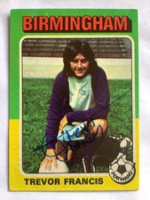 Birmingham City Signed Topps Card 1975/76 Trevor Francis Autograph Red Grey Back